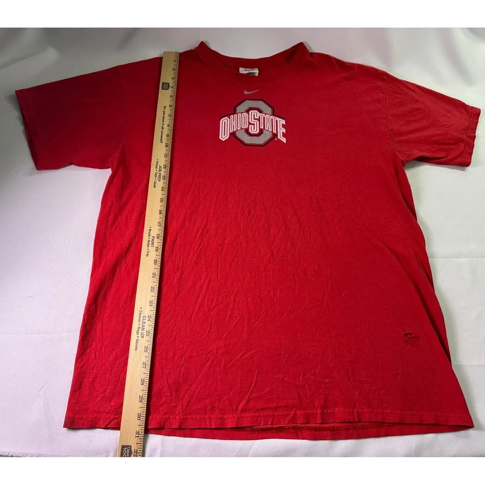 VTG Nike Team Ohio State Buckeyes‎ T-Shirt XL Center Swoosh Red Distressed Y2K